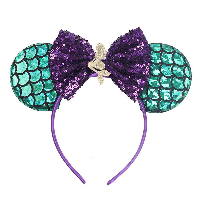 Oreilles de Souris Bandeaux de Cheveux pour Femmes Filles, 4 Pcs Sequin Bows Bandeau Paillettes