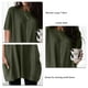 thumbnail image 4 of Camiseta larga holgada informal de manga corta con cuello redondo y bolsillos para mujer OD Green XL, 4 of 5
