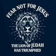 thumbnail image 5 of Wild Bobby Fear Not For Jesus The Lion Of Judah Has Triumphed Inspirational/Christian Women Standard V-Neck Tee, Navy, Large, 5 of 5