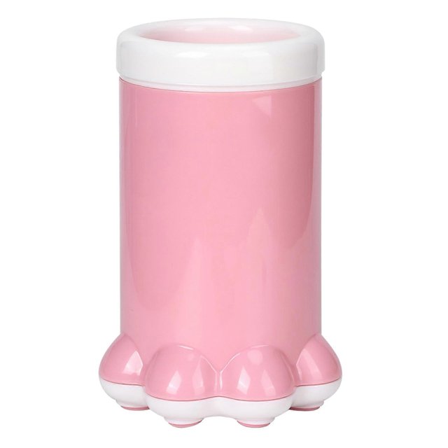 Cute Pet Cat Dog Dirty Paw Cleaning Cup Silicone Non-Slip Cleaning Tool Grooming Cup(Pink )