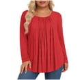 thumbnail image 2 of NTACZA Plus Size Long Sleeve Tops for Women Pleated Blouse Loose Crew Neck Flowy Women's Shirts 4XL, 2 of 6