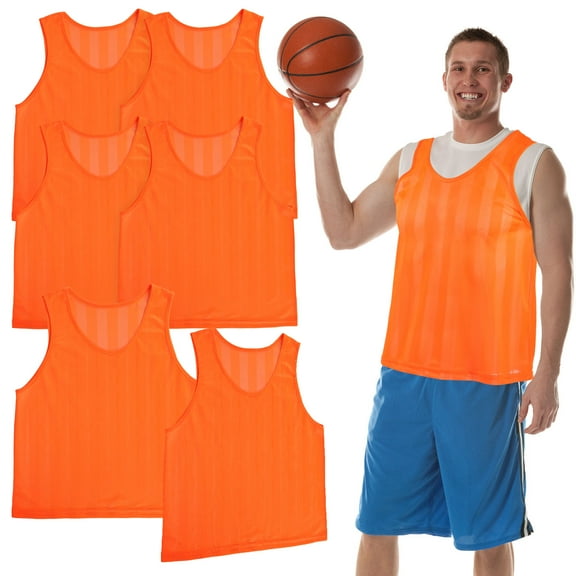 OUNONA 6-Pack Soccer Training Vests for Adults - Breathable Mesh Sports Pinnies for Soccer, Basketball, Team Practice and Training