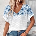 thumbnail image 2 of TaTaai Women’s Casual V Neck Blouse Short Sleeve Loose Fit Solid Color Printless T Shirts Soft Polyester Summer Holiday Wear Gift, 2 of 6