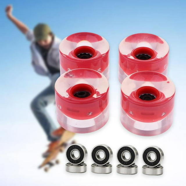 4 ruedas luminosas para monopatín de 60 x 45 mm de alto rendimiento que brillan en la noche. rojo Cola Rueda de patineta iluminada