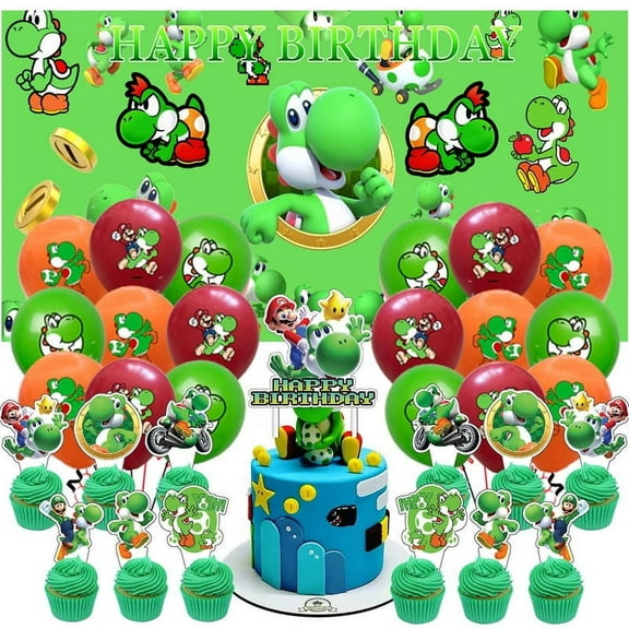 Yoshi Party Supplies Latex Balloons Decor Banner Backdrop Kit Birthday Decorations