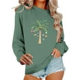 thumbnail image 2 of SYMOID Womens Oversized Christmas Cotton Sweatshirt, Palm Tree Bauble Print, Comfortable Breathable, Green, S-XXL,Size L, 2 of 6