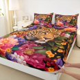 thumbnail image 3 of Homewish Jungle Cheetah Twin Sheet Set (3-Piece) Rustic Flower Pink Orange Purple Decor For Teens, 3 of 7