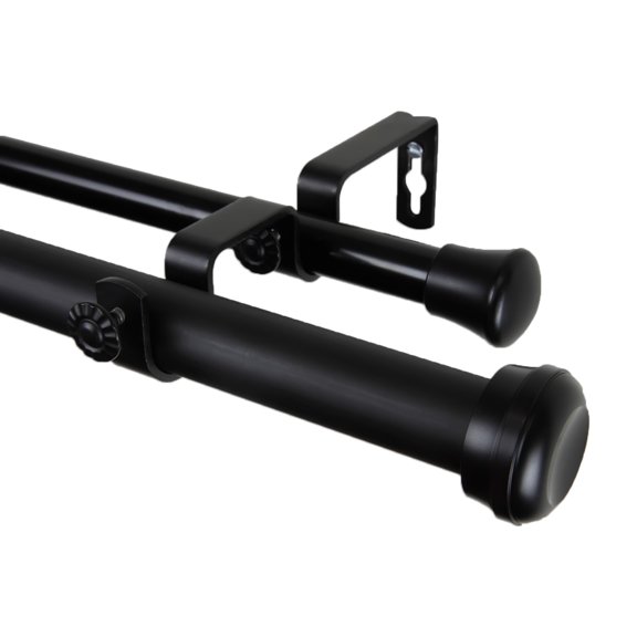 Rosen Double Curtain Rod 66-120 inch - Black