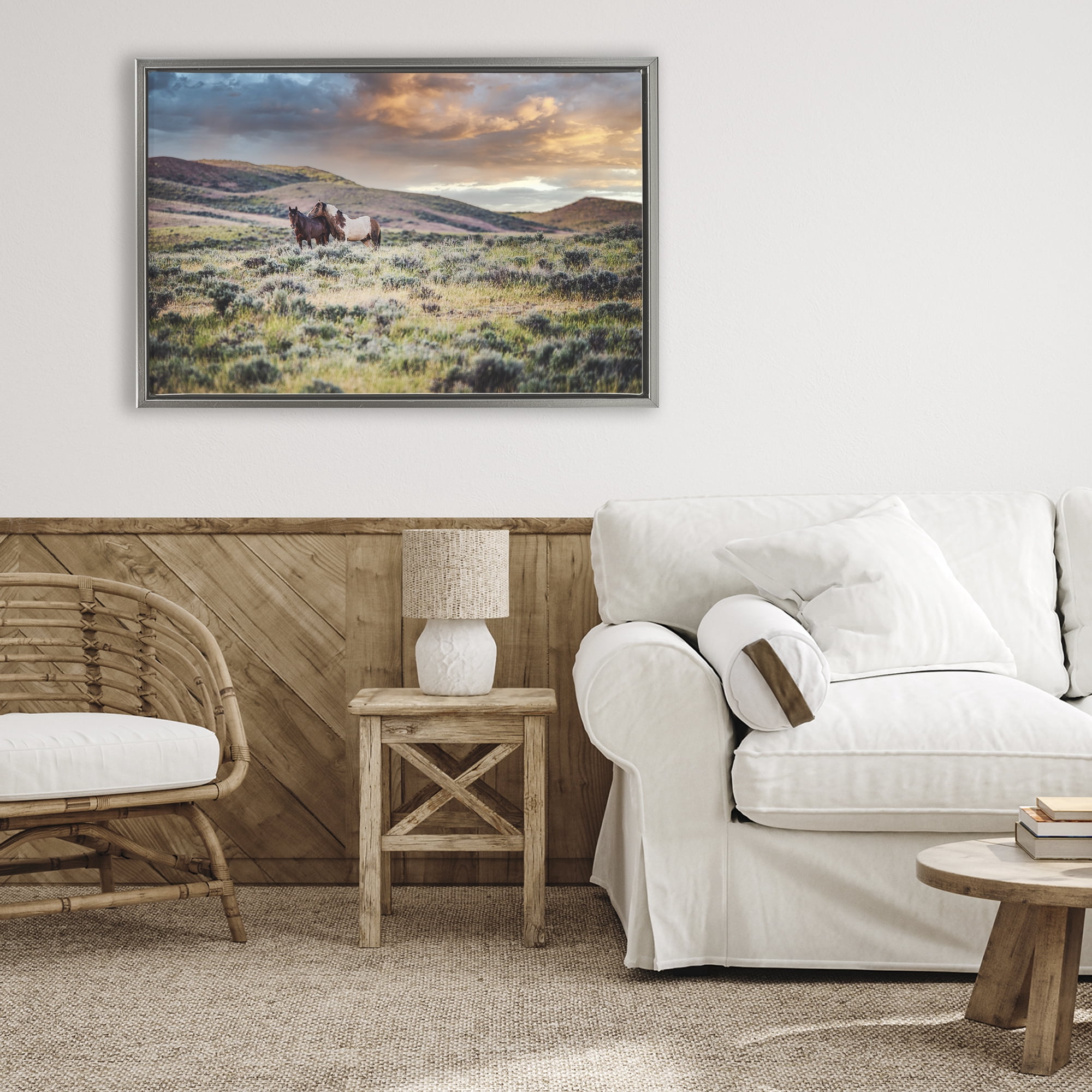 Stupell Industries Stay Close Horses Gray Framed Floater Canvas Wall Art, design by Tim West