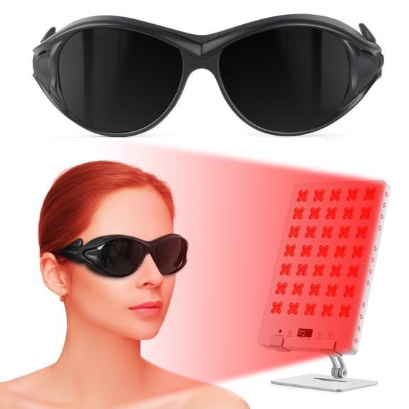 ULTREMA Red Light Therapy Glasses & IPL Laser Safety Goggles (200-2000nm) – Ultra-Dark Eye Protection for Tanning, Infrared Treatment, Migraines & Light Sensitivity – Includes Protective Case