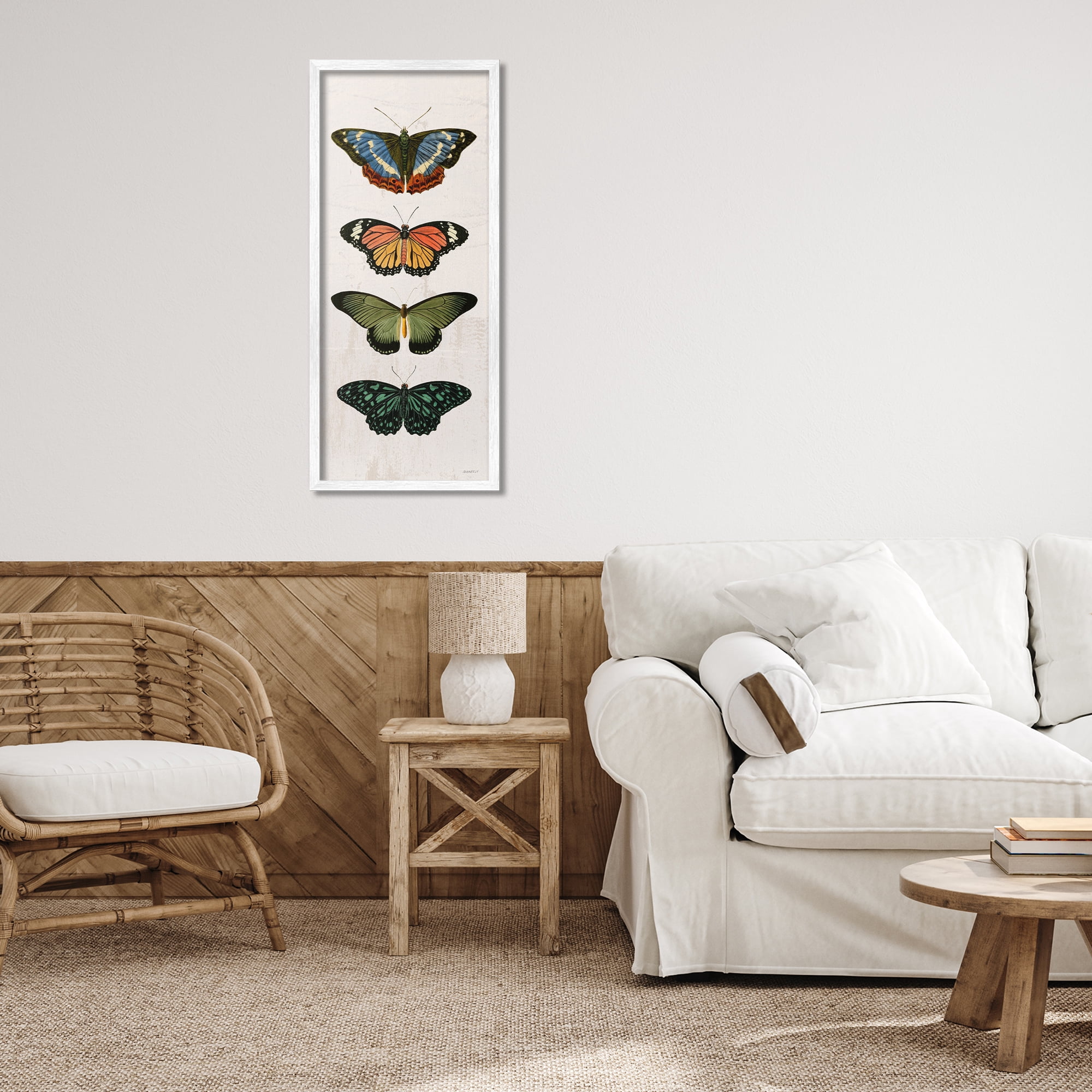 Stupell Industries Butterfly Lineup Vintage White Framed Giclee Art, design by Dan Meneely