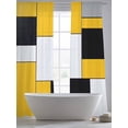 thumbnail image 5 of Black Gray Sheer Curtains 108 Inches Long 2 Panels Yellow Geometric Abstract Color Block Modern Light Filtering Semi Sheer Window Curtains Drapes for Bedroom Living Room 52"x108", 5 of 7