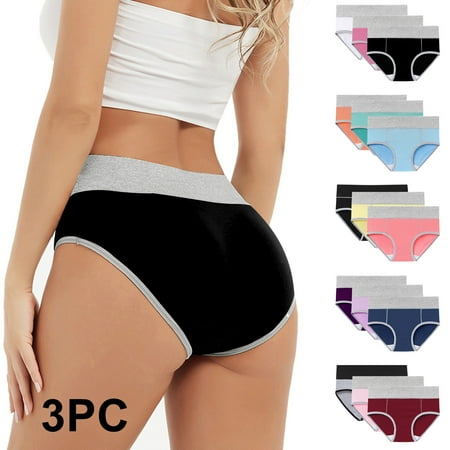 ATOYSOY Women s Stretchy Solid Panty Classic Briefs Girls Comfy Multipack Shapewear Control Briefs for Ladies Underpants Clearance Plus Size Hip Lifting Cotton Panties  3 Pack Pink L
