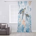thumbnail image 3 of Ocean Turtle Semi Sheer Curtains Drapes for Living Room, Bedroom, French Doors Window 96 Inches Long, Blue Coastal Coral Starfish Seagrass Rod Pocket Chiffon Curtain Drapery Voile Draperies Panel, 3 of 6