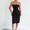 thumbnail image 5 of Lmueinov Women's Textured Strapless Tube Top Midi Dress, Slim Fit Bodycon Dress with Side Slit for Party and Daily Wear XS-L, 5 of 6