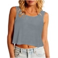 thumbnail image 2 of Feancey Women's Crop Tank Tops Loose Fit Sleeveless T-Shirts Solid Color Casual Workout Tank Top Dressy Trendy Going Out Tee Tops Gray S, 2 of 7