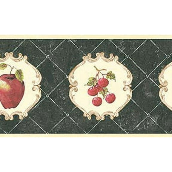 877812 Vintage Chic Cameo Fruit Wallpaper Border CY3203b