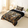 thumbnail image 2 of Castle Fairy Vintage Woodland Deer Twin Comforter Sets 2pcs for Boys,Autumn Tree Leaves Bedding Set,Brown Orange Cream,Black Reversible,1 Comforter and 1 Pillowcase, 2 of 6