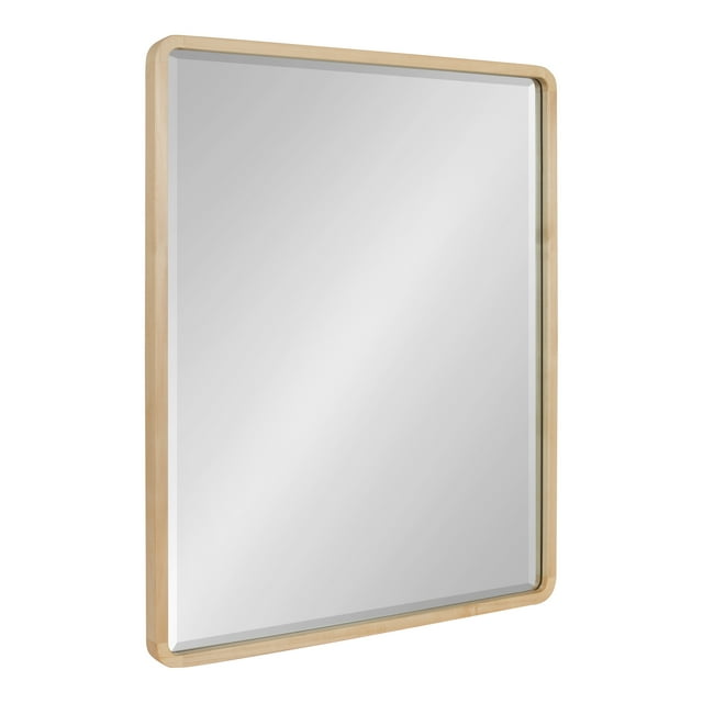 Kate and Laurel McLean Mid-Century Wood Framed Rounded Rectangle Wall Mirror, 24 x 30, Natural Poplar, Decorative Round Rectangular Mirror for Contemporary Wall Decor