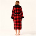 thumbnail image 4 of Women's Solid Color Long Sleeve Plush Bathrobe - Winter Warm Homewear, Red, One Size, 4 of 5