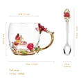 thumbnail image 2 of Taza OEAGO de cristal esmaltado con forma de mariposa y rosa, 330 ml, para mujer, 2 of 5