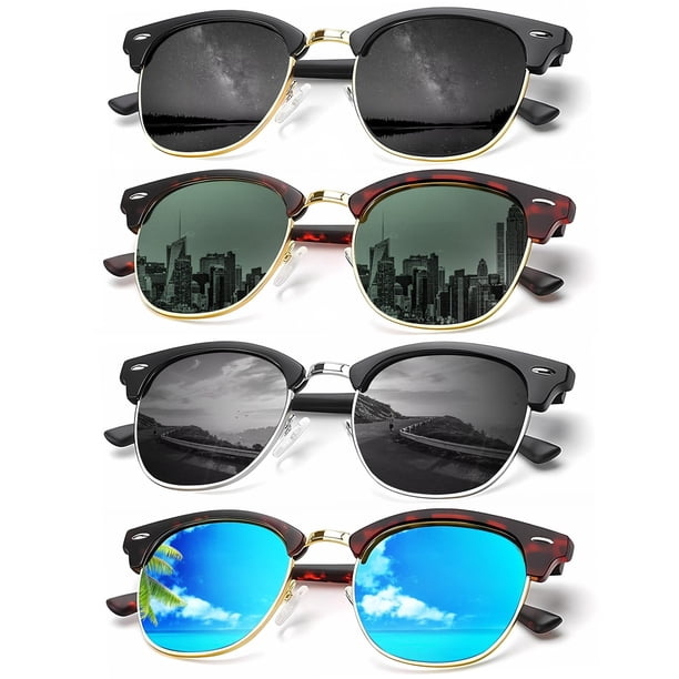 Gafas de Sol KALIYADI Polarizadas Retro Semi-Aro para Hombre