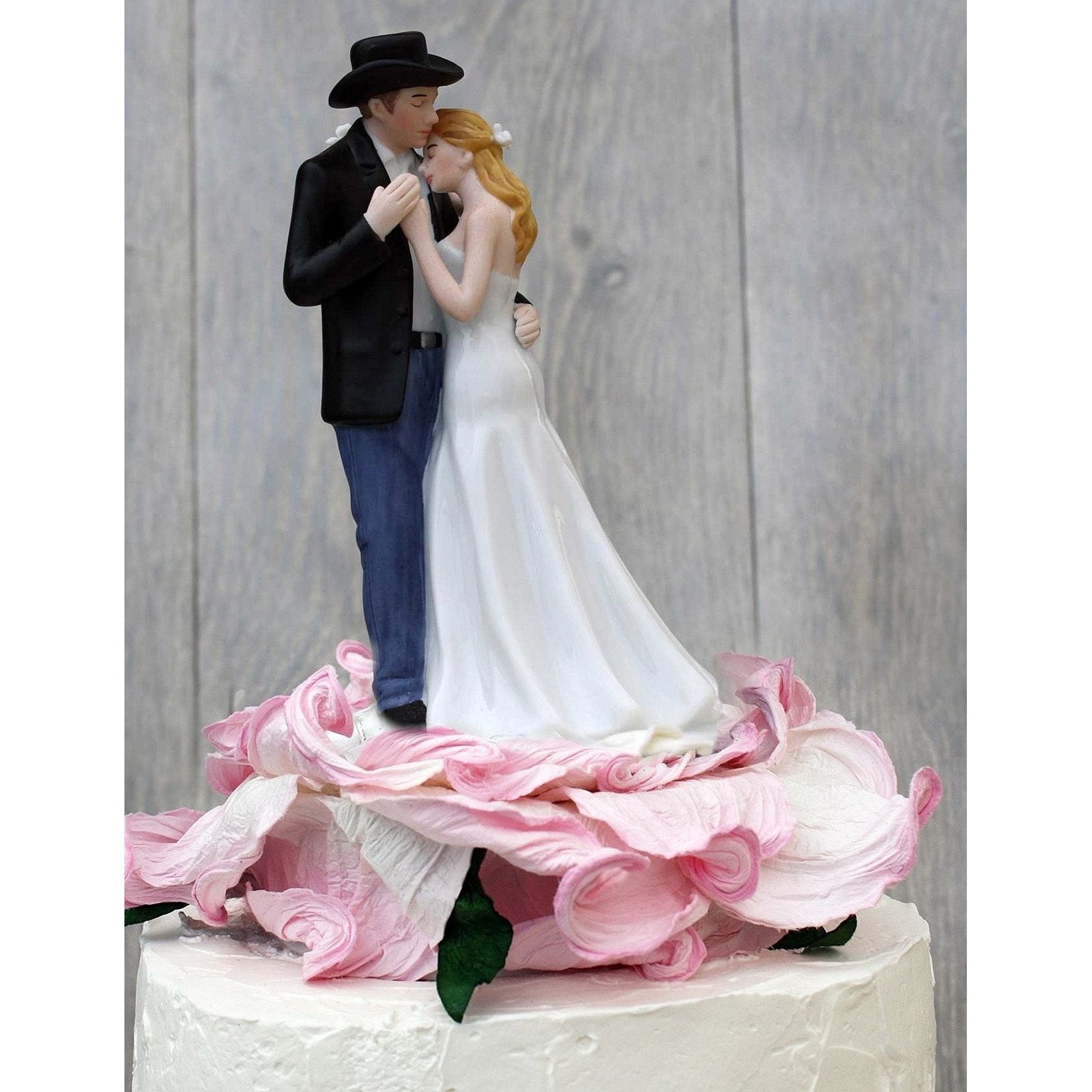 Lasso of Love Pink Rose Blossom Western Wedding Cake