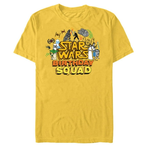 Star Wars Classic Movie Characters Retro Toon Birthday Squad - Short Sleeve Blended T-Shirt for Adults - Customized-Yellow