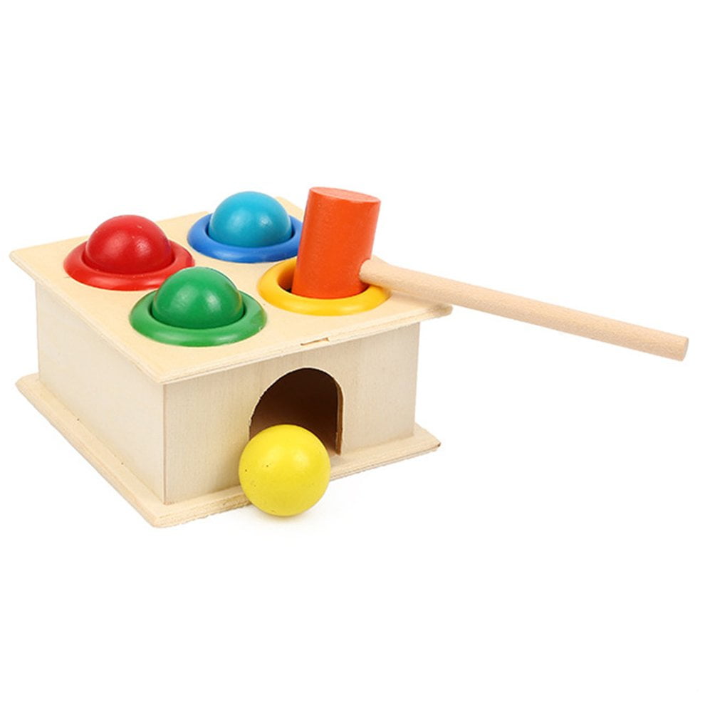 1 Set Wooden Hammering Ball Hammer Box Children Fun Playing Hamster Toy ...