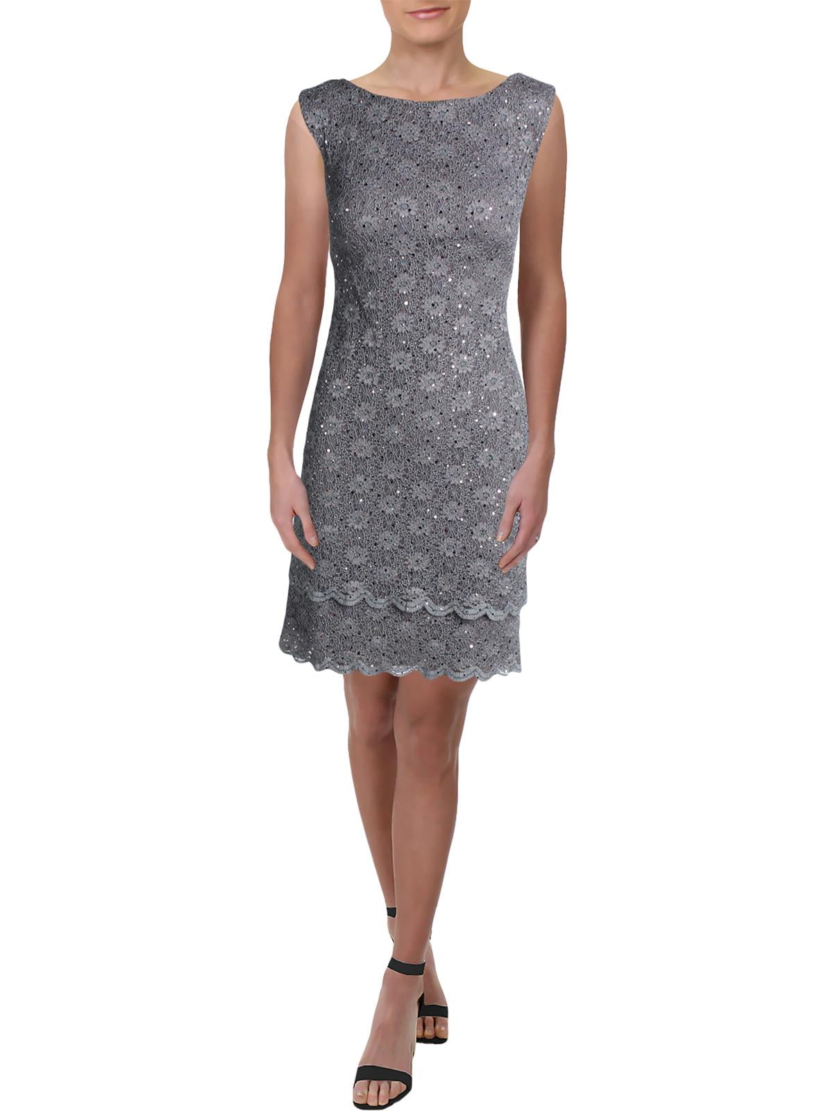 Connected Apparel - Connected Apparel Womens Lace Sequined Sheath Dress ...