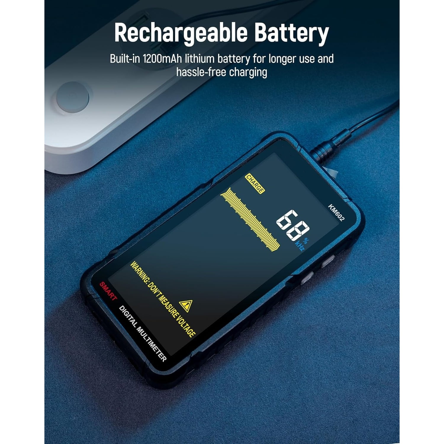 Smart Multimeter Rechargeable Electrical Tester with Auto Ranging Digital Voltmeter Measures Voltage Current Resistance Continuity Capacitance Temperature Frequency NCV 6000 Counts TRMS