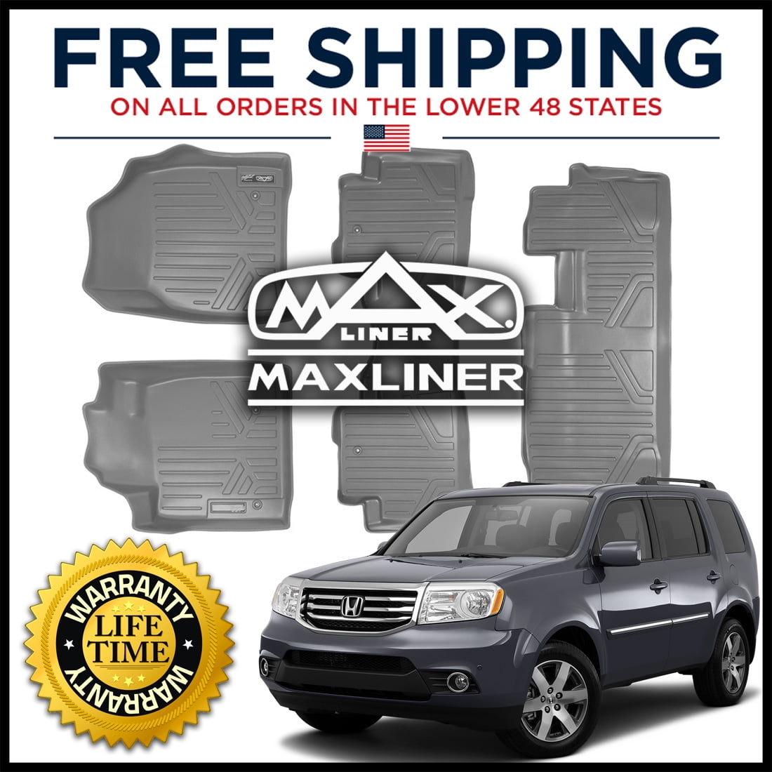 Maxliner All Weather Custom Fit Floor Mats Liner 3 Row Set For