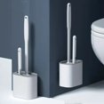 thumbnail image 2 of Wikyostar-Juego de escobillas de inodoro con soporte para colgar en la pared, cerdas de silicona TPR, cepillos para Herramientas de limpieza de suelo, accesorios de baño, 2 of 4