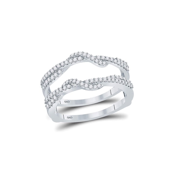 FB Jewels 10kt White Gold Womens Round Diamond Solitaire Enhancer Wedding Band 3/8 Cttw Size 7.5