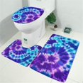 thumbnail image 2 of Purple Blue Tie Dye Pattern Bathroom Rugs Sets 3 Piece,Toilet Cover Set,Absorbent Non Slip Bathroom Mats Sets with U-Shaped Contour Rug Toilet Rug Set, 2 of 5