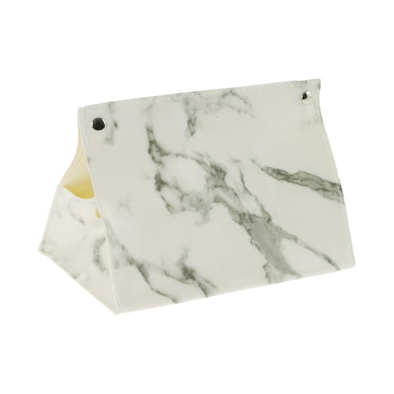 Unique Bargains 1 Pc Portable Marble Pattern Tissue Box Cover for Living Room Table Desk White PU