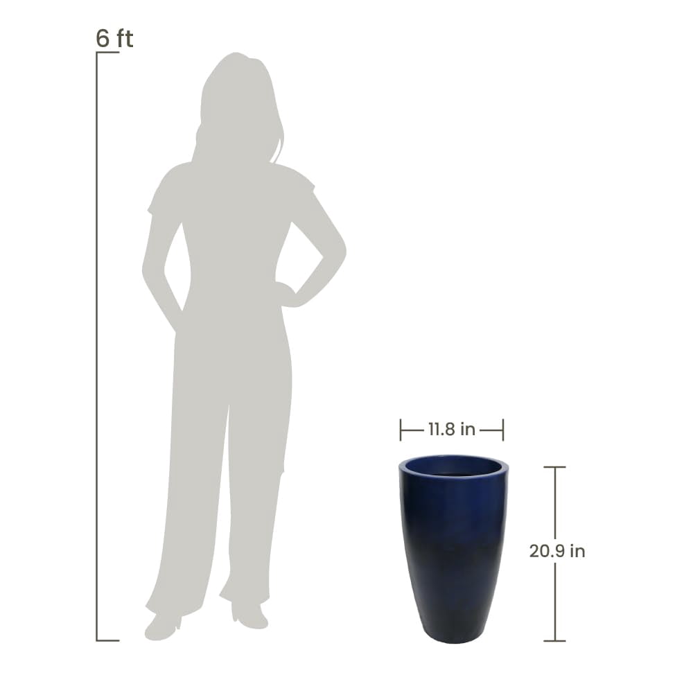 Ecobo 20.9-Inch Tall Eco-Friendly Round Pot Planter | Indoor/Outdoor Use, Durable, Versatile, and Lightweight | Contemporary All-Weather Design by Brazilian Artisans - Dark Blue