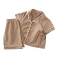 thumbnail image 1 of Odeerbi 6M-4Y Niños Niñas Pijama de Verano de Algodón Con Solapa Muescada Camisa de Manga Corta Conjunto de Pantalones Cortos Suave Ropa de Dormir Conjunto de Pijama, 1 of 5