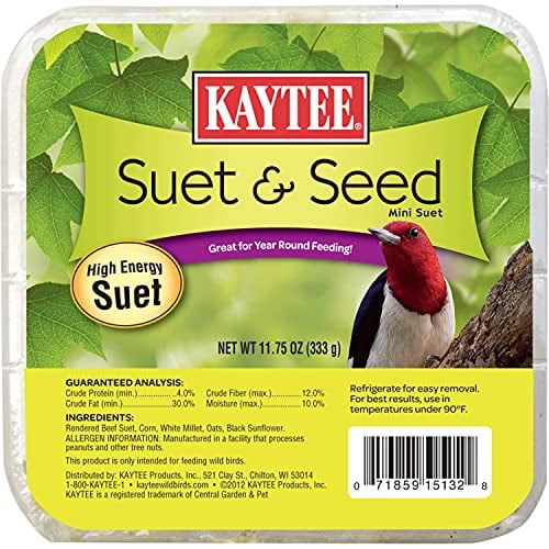 Kaytee Wild Bird Suet & Seed High Energy Mini Suet Cake, 11.75 Ounces