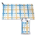 thumbnail image 1 of YFYANG Adult Microfiber Portable Travel Towel, Blue Watercolor Stripes Quick Dry Towel with Hiking Buckle PVC Pouch, 16" x 31.5", 1 of 6