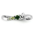 thumbnail image 5 of Auriga Fine Jewelry 925 Sterling Silver Rhodium Chrome Diopside and Peridot and CZ Star Curved Ring for Women Size 6, 5 of 6