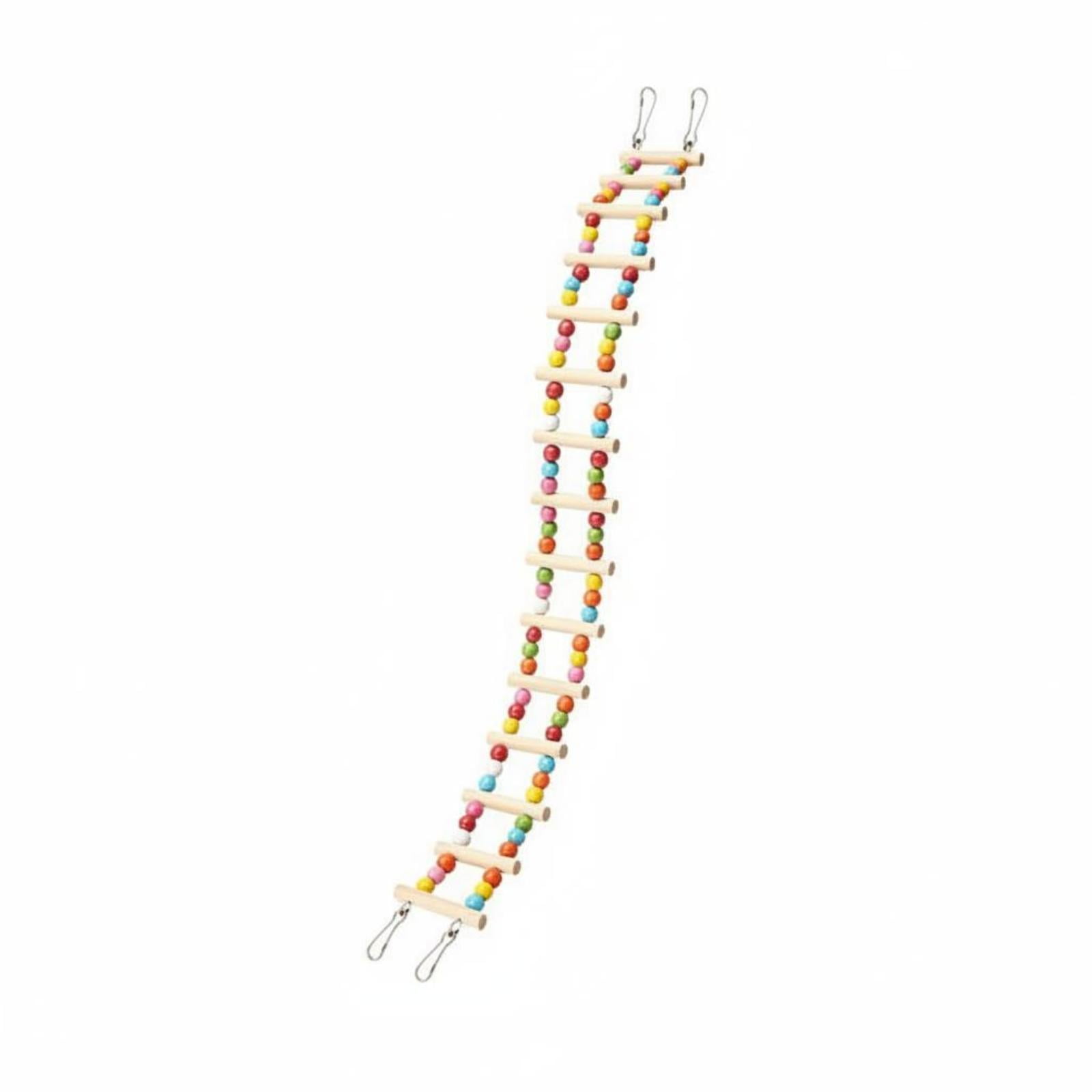 EHJRE Parrot Enclosure Ladder Fir Wood Wooden Bird Ladder Hanging Hooks for Pet Birds Colorful Bead C