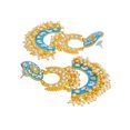 thumbnail image 3 of Crunchy Fashion Bollywood Jewellery Traditional Ethnic Bridal Bride Wedding Bridesmaid Traditional Blue Meenakari Gold Plated Chandbali Earring For Women's & Girl's, 3 of 4