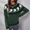 thumbnail image 2 of Halloween Knitted Sweater for Women Cute Ghost Pattern Print Knitted Pullover Sweaters Long Sleeve Crew Neck Jumper Tops (Green L), 2 of 7