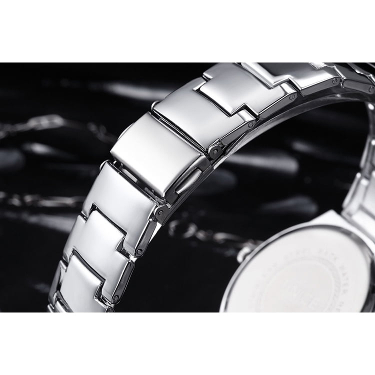 Mens Watches Silvery Steel Band Top Brand Waterproof Japan Quartz