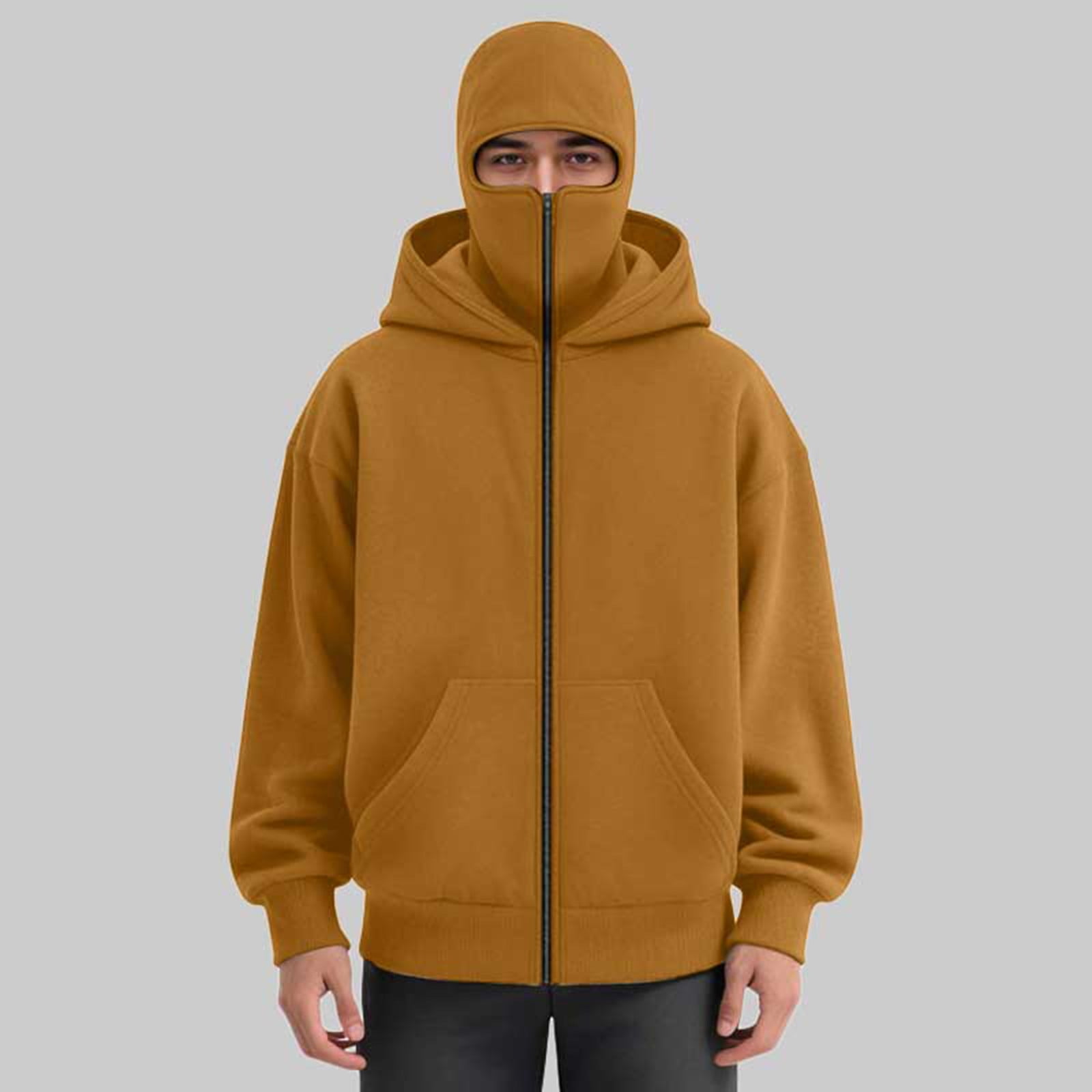 LiJinLong Balaclava Hoodie Zipper Unisex Thermal Insulated Wind Resistant for Snowboarding Skiing Hiking in Extreme Cold Outdoor Adventure Jacket S-XXL