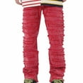 thumbnail image 2 of Honeeladyy Mens Slim Fit Stretch Jeans Ripped Skinny Jeans for Men Distressed Straight Leg Fashion Comfort Flex Waist Pants Thanksgiving Gifts Red S, 2 of 7