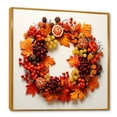 thumbnail image 2 of Designart "Orange Harvest Christmas Wreath in Winter" Floral Framed Wall Art - Orange Wreath Living Room Framed Canvas Art, 2 of 6