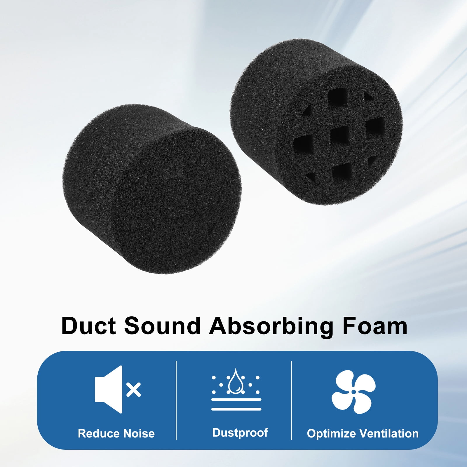 Uxcell 2Pcs In-line Duct Sound Absorbing Tool Sponge, (100mm/ 4") - Elastic Duct Noise Reducing Foam Sound Insulation Silence Ducting Accessories for Round Ventilation Pipes, Black