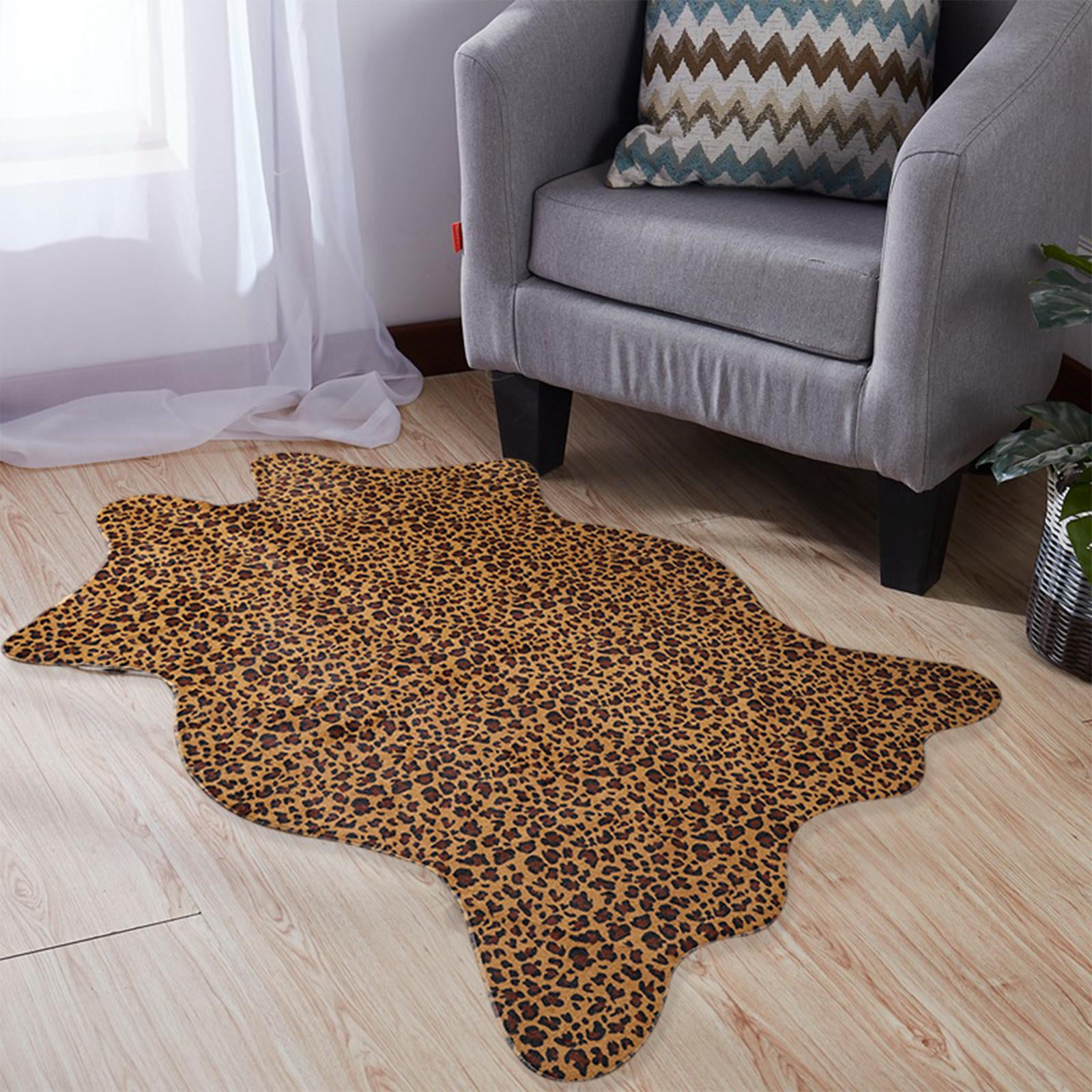 Non Slip Soft Faux Animal Skin Fur Rug Non-slip Mat Carpet Decor 75x110cm 